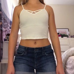 THE HANGER cute cotton criss cross crop cami